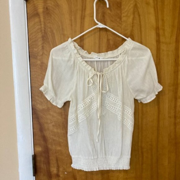 E & M Tops - Short Sleeve Cream Blouse (3 for $12)